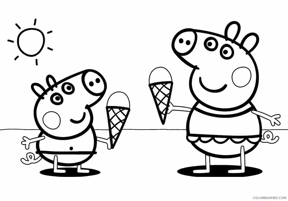 Peppa Pig Coloring Pages Cartoons Peppa And George Pig Printable 2020 4825 Coloring4free Coloring4free Com