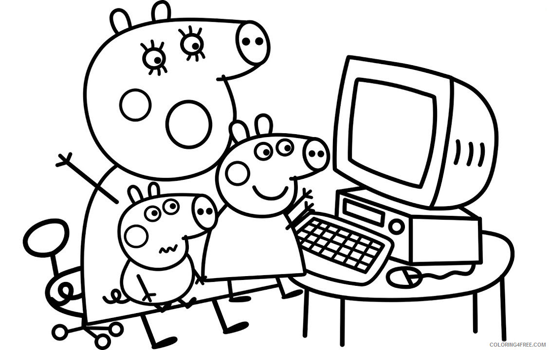 Peppa Pig Coloring Pages Cartoons Peppa on Computer Printable 2020 4835 Coloring4free