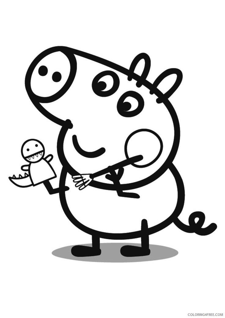 Peppa Pig Coloring Pages Cartoons Peppa pig George with dinosaur Printable 2020 4863 Coloring4free