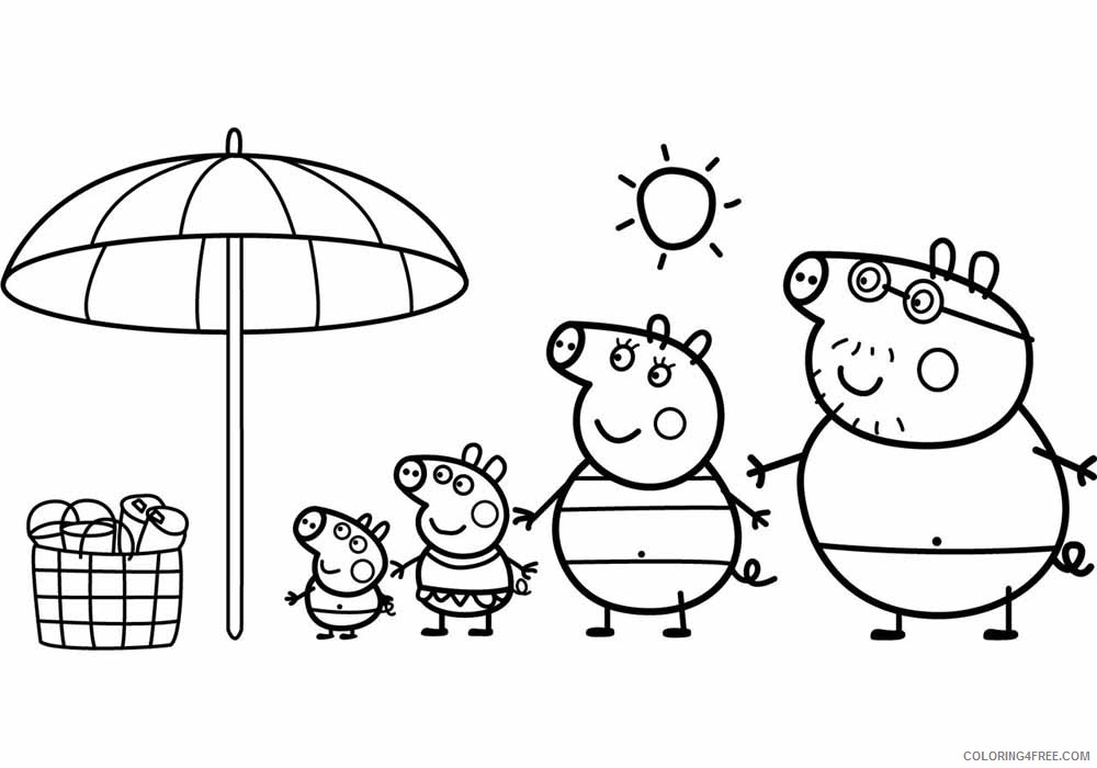 Peppa Pig Coloring Pages Cartoons Peppa pig beach Printable 2020 4838 Coloring4free