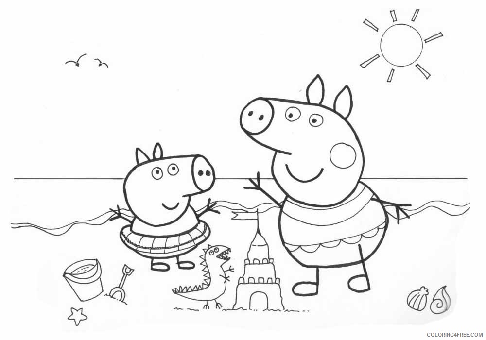 Peppa Pig Coloring Pages Cartoons Peppa pig castle beach Printable 2020 4841 Coloring4free