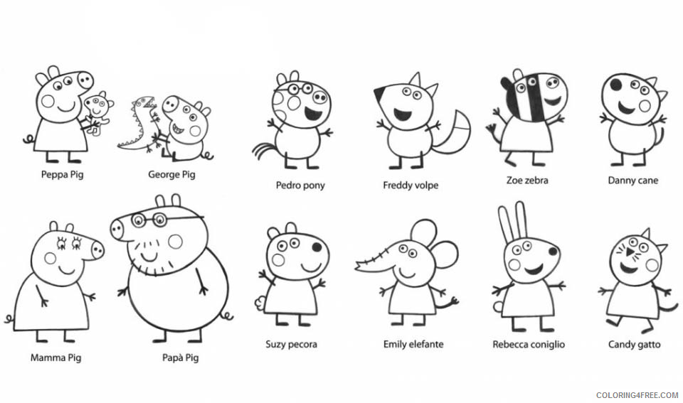 Peppa Pig Coloring Pages Cartoons Peppa pig characters Printable 2020 4842 Coloring4free