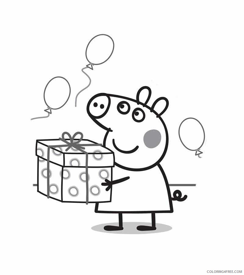 Peppa Pig Coloring Pages Cartoons Peppa pig gift baloons Printable 2020 4864 Coloring4free