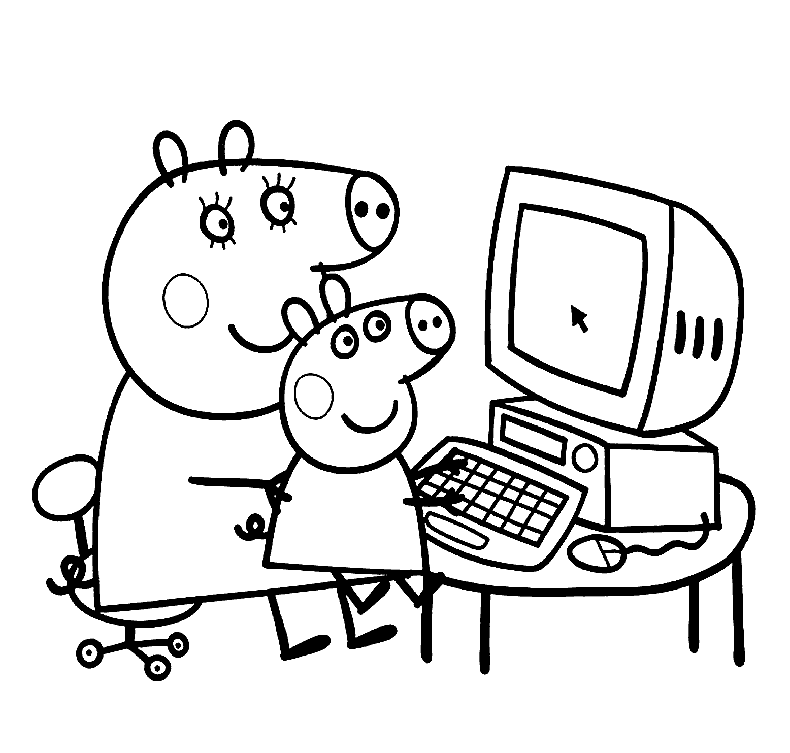 Peppa Pig Coloring Pages Cartoons Peppas Computer Printable 2020 4872 Coloring4free