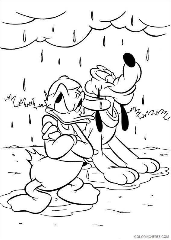 Pluto Coloring Pages Cartoons 1534754972_donald n pluto in the rain a4 Printable 2020 4918 Coloring4free