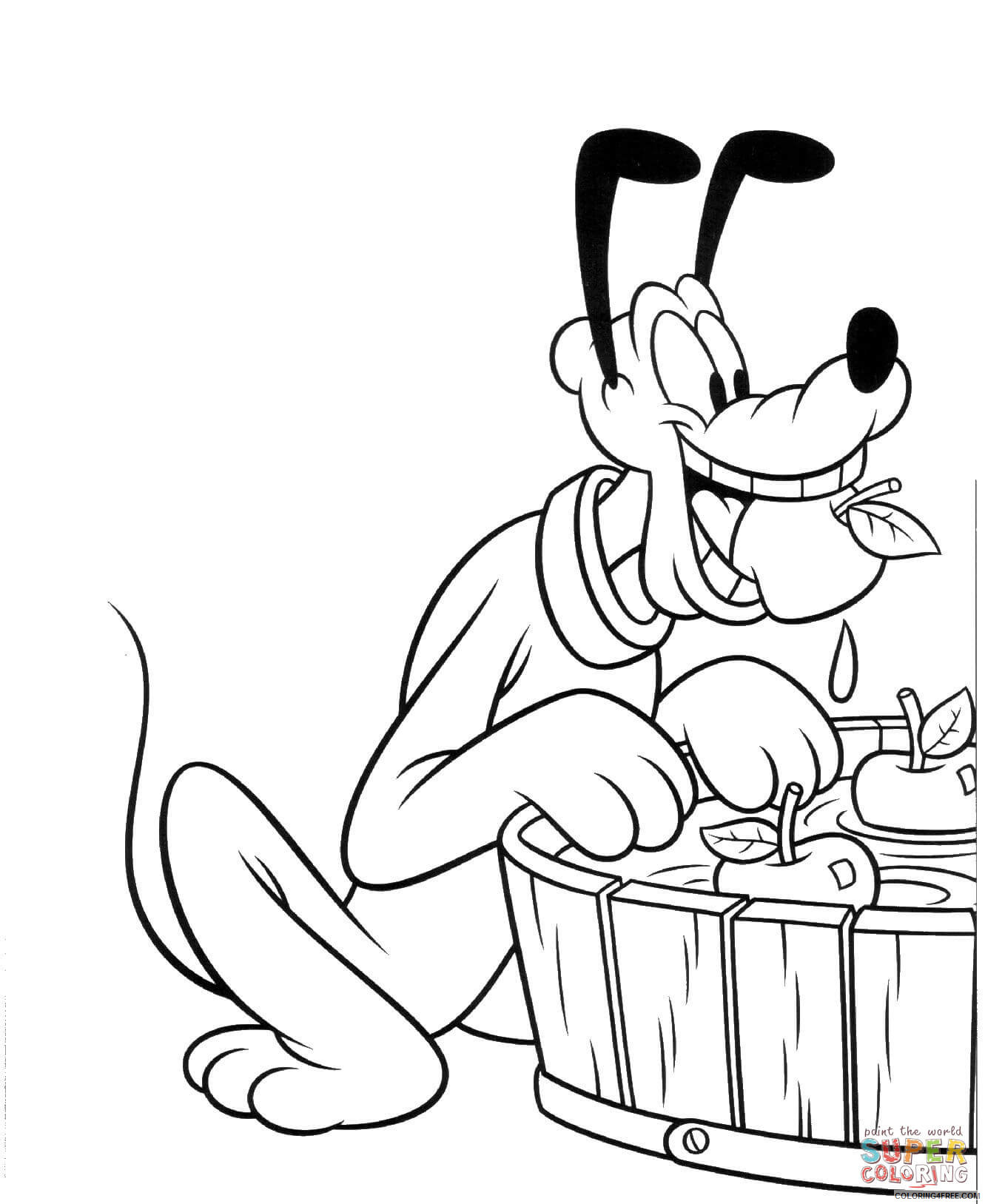 Pluto Coloring Pages Cartoons Pluto Bobbing for Apples Printable 2020 4960 Coloring4free