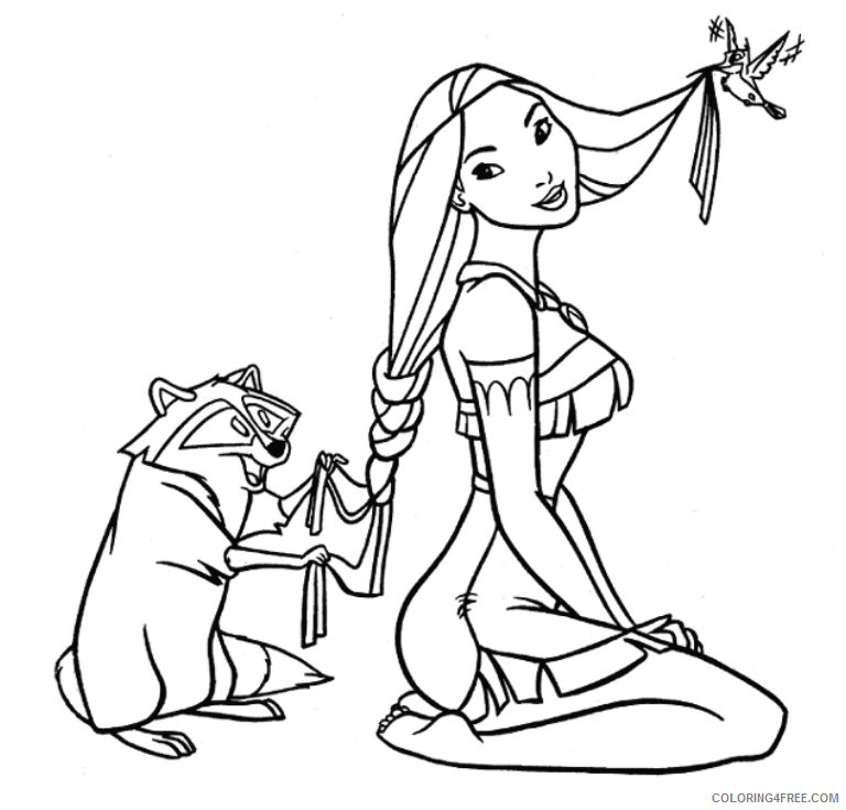 Pocahontas Coloring Pages Cartoons 1561706637_meeko braiding hair for ...