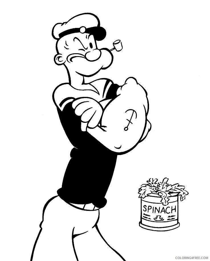 Popeye Coloring Pages Cartoons Popeye the Sailor Man Free Printable 2020 5061 Coloring4free