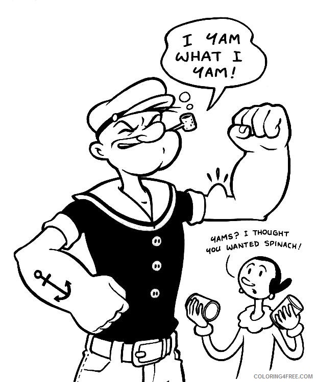 Popeye Coloring Pages Cartoons Popeye the Sailor Man Sheets Printable 2020 5060 Coloring4free
