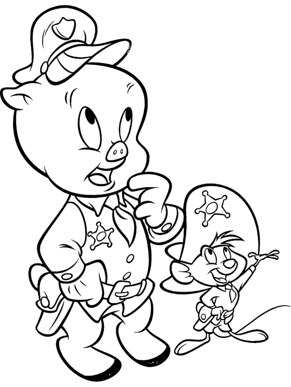 Porky Pig Coloring Pages Cartoons 1533089535_porky pig n speedy gonzales a4 Printable 2020 5064 Coloring4free