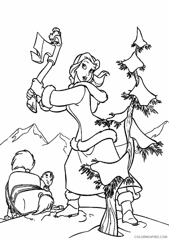 Princess Belle Coloring Pages Cartoons 1526093925_belle cutting the christmas tree a4 Printable 2020 5082 Coloring4free