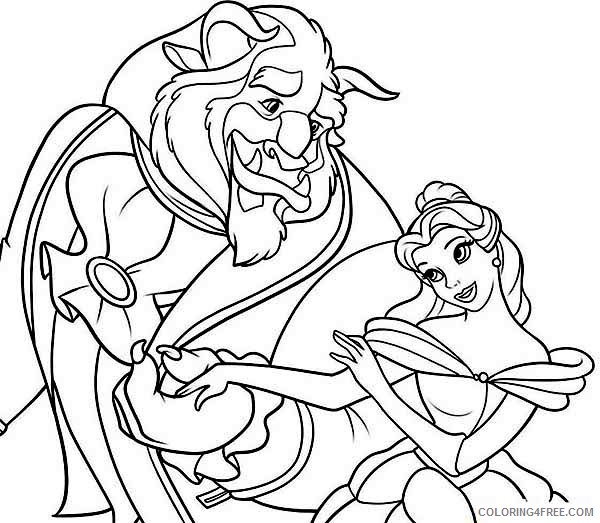 Princess Belle Coloring Pages Cartoons Beast Wants to Dance with Belle Printable 2020 5087 Coloring4free