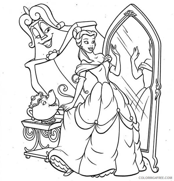 Princess Belle Coloring Pages Cartoons Belle Gown Fitting Printable 2020 5095 Coloring4free