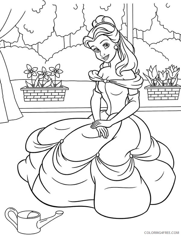 Princess Belle Coloring Pages Cartoons Princess Belle Waiting For Prince Printable 2020 5128 Coloring4free