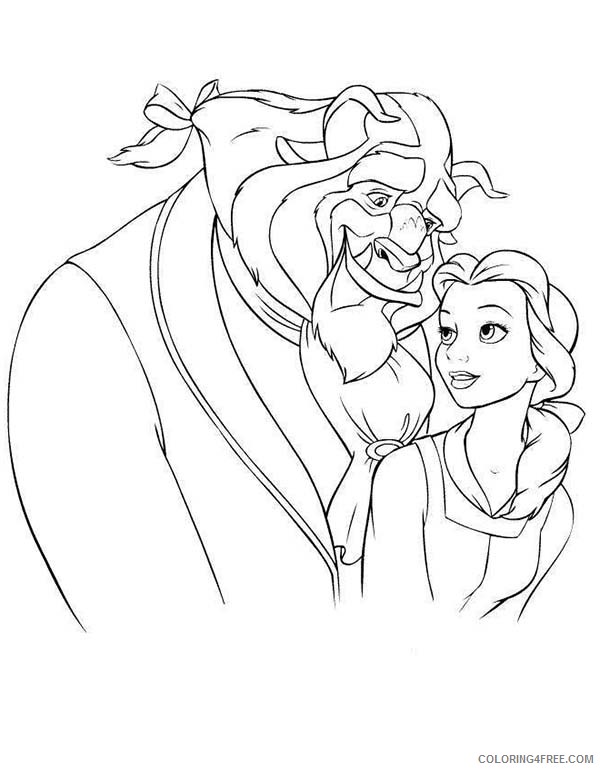 Princess Belle Coloring Pages Cartoons The Beast Hugging Belle Printable 2020 5133 Coloring4free