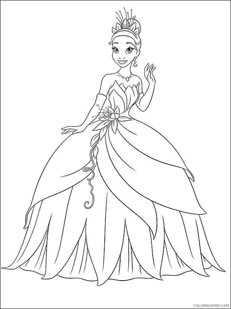 Princess Tiana Coloring Pages Cartoons princess tiana 7 Printable 2020 5154 Coloring4free