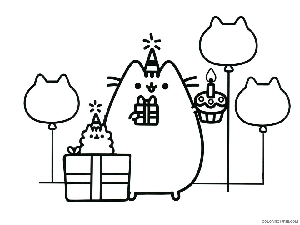 Pusheen Coloring Pages Cartoons 1541488887_pusheen happy birthday party with dad Printable 2020 5165 Coloring4free