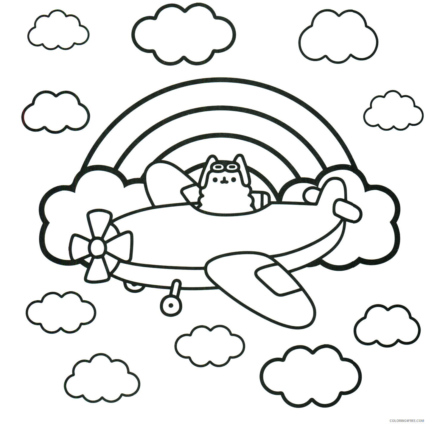 Pusheen Coloring Pages Cartoons Airplane Cat Pusheen Printable 2020 5177 Coloring4free