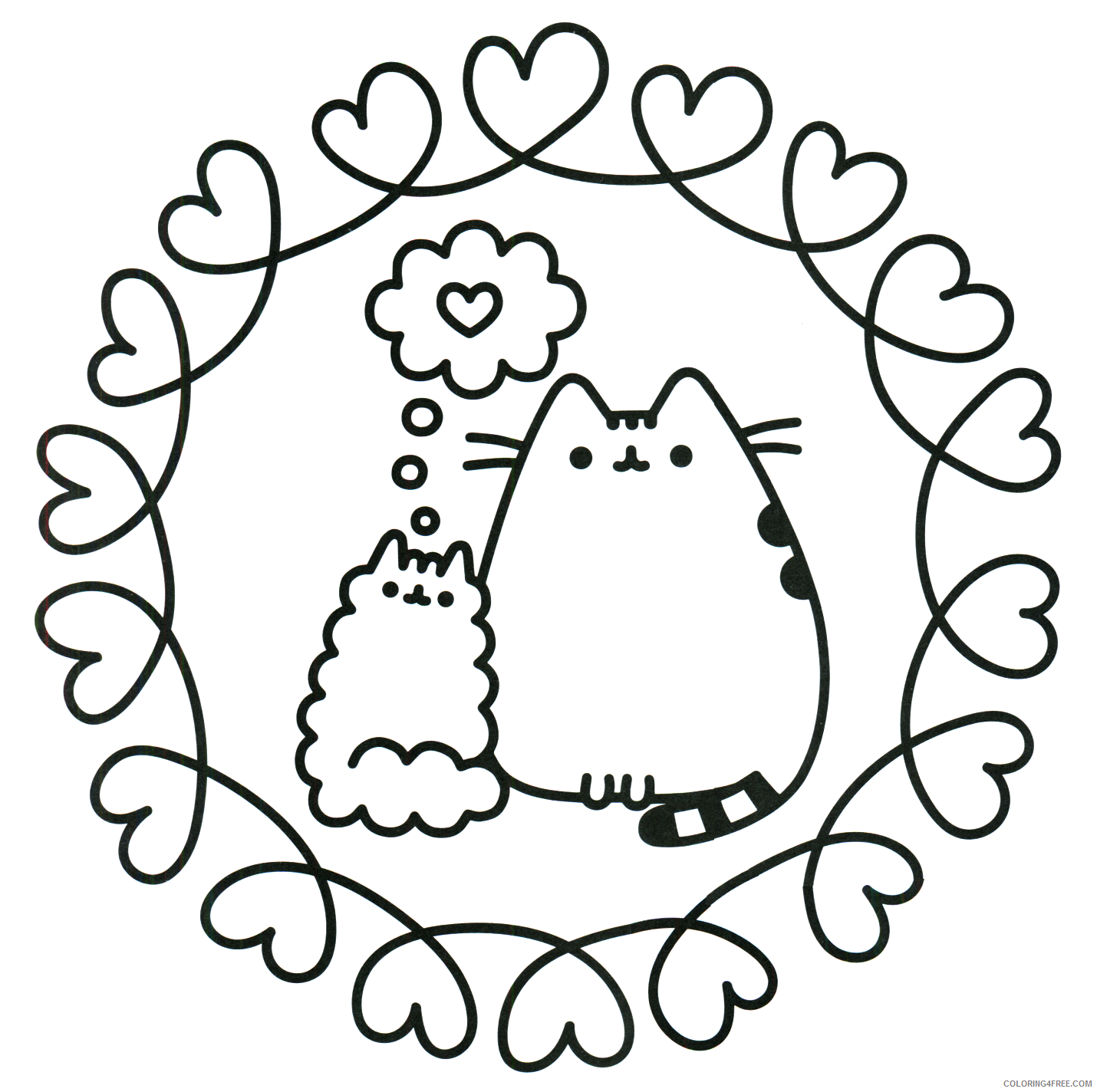 Pusheen Coloring Pages Cartoons Cats in Love Pusheen Printable 2020 5179 Coloring4free
