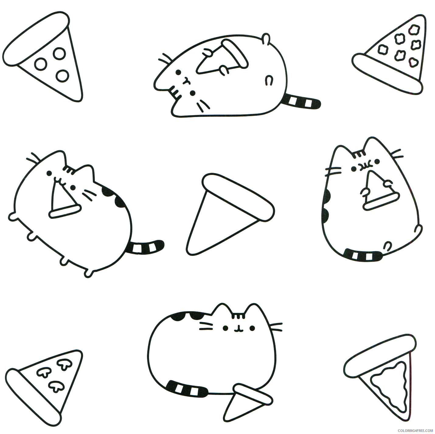 Pusheen Coloring Pages Cartoons Pizza Cat Pusheen Printable 2020 5187 Coloring4free