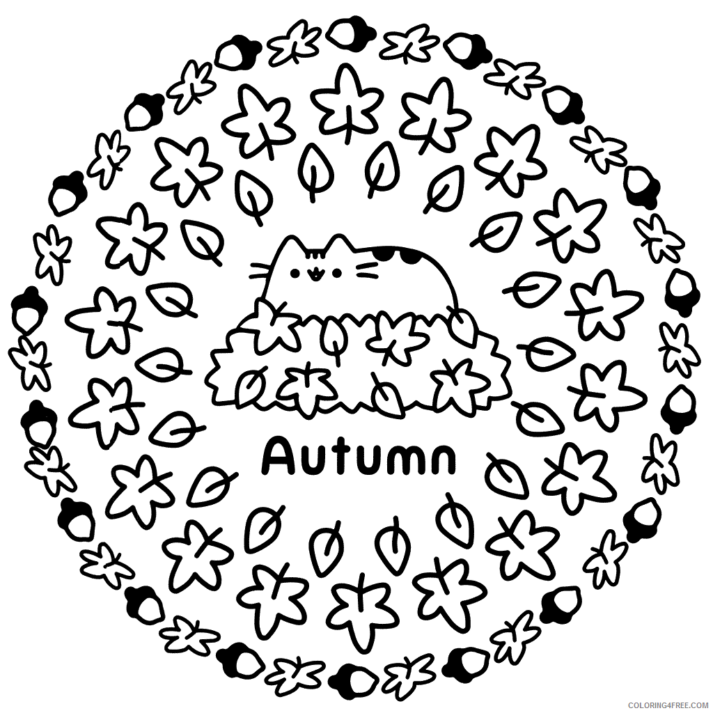 Pusheen Coloring Pages Cartoons Pusheen Autumn Printable 2020 5189 Coloring4free Coloring4free Com