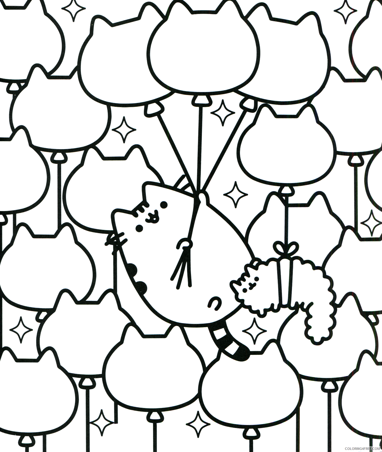 Pusheen Coloring Pages Cartoons Pusheen Cat Balloon Kitties Printable 2020 5191 Coloring4free