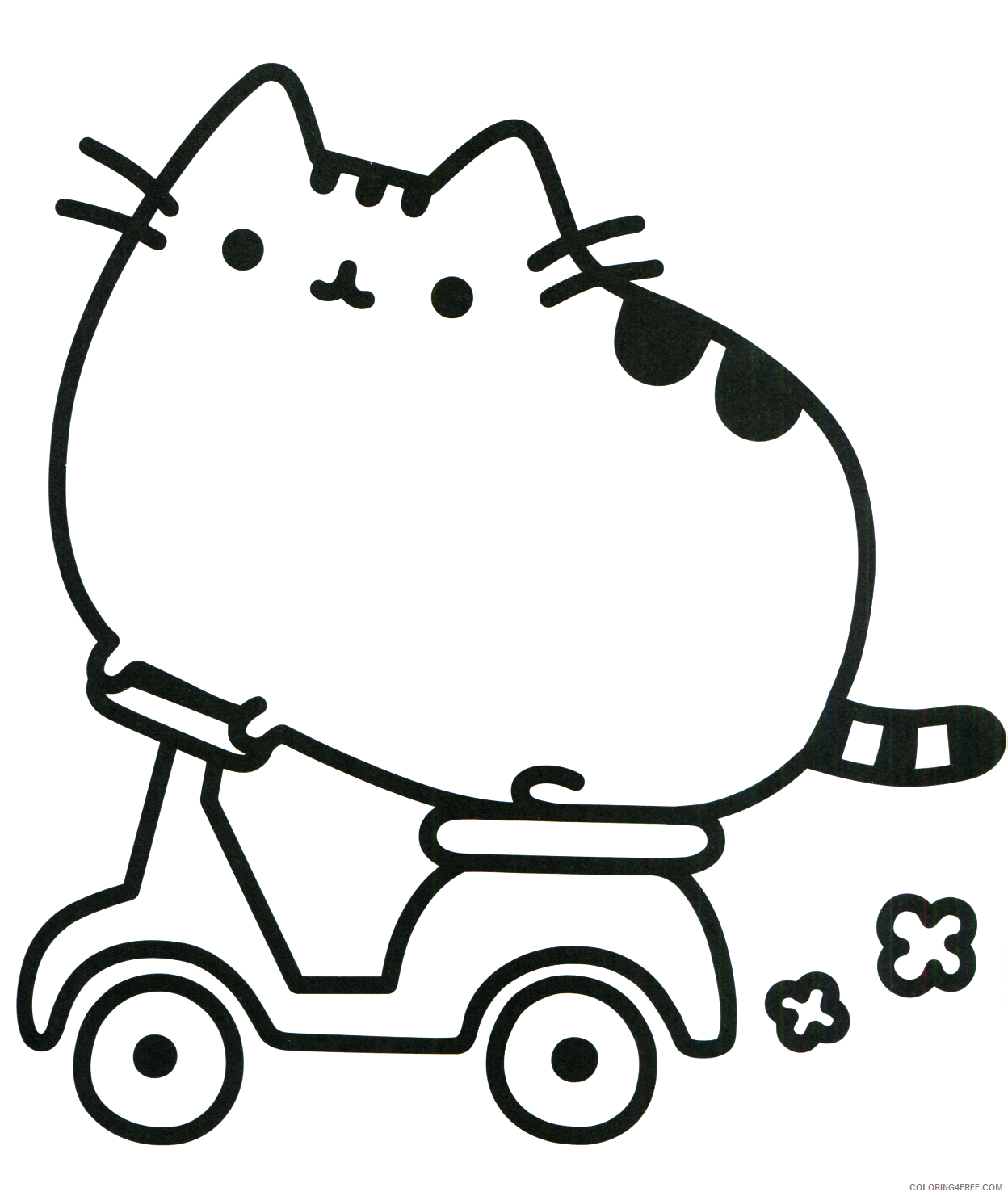 Pusheen Coloring Pages Cartoons Pusheen Cat on a Motorbike Printable 2020 5209 Coloring4free