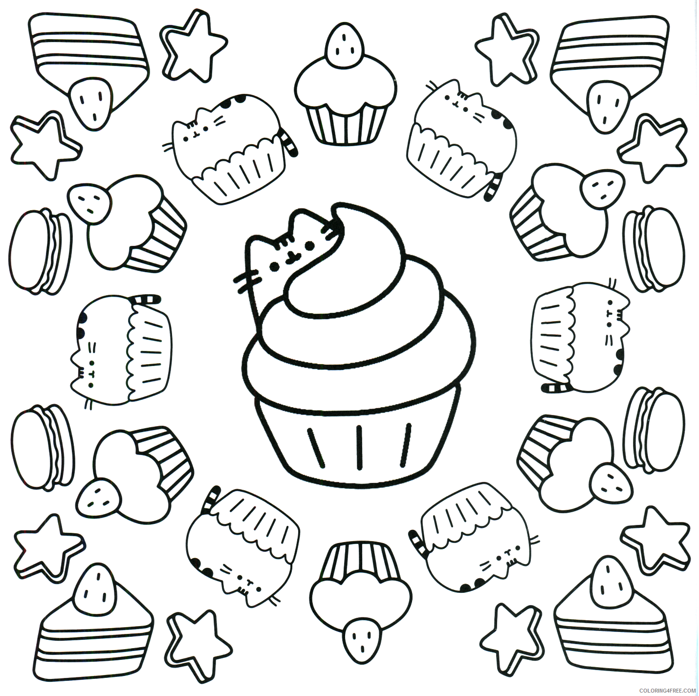Pusheen Coloring Pages Cartoons Pusheen Cupcake Printable 2020 5215 Coloring4free