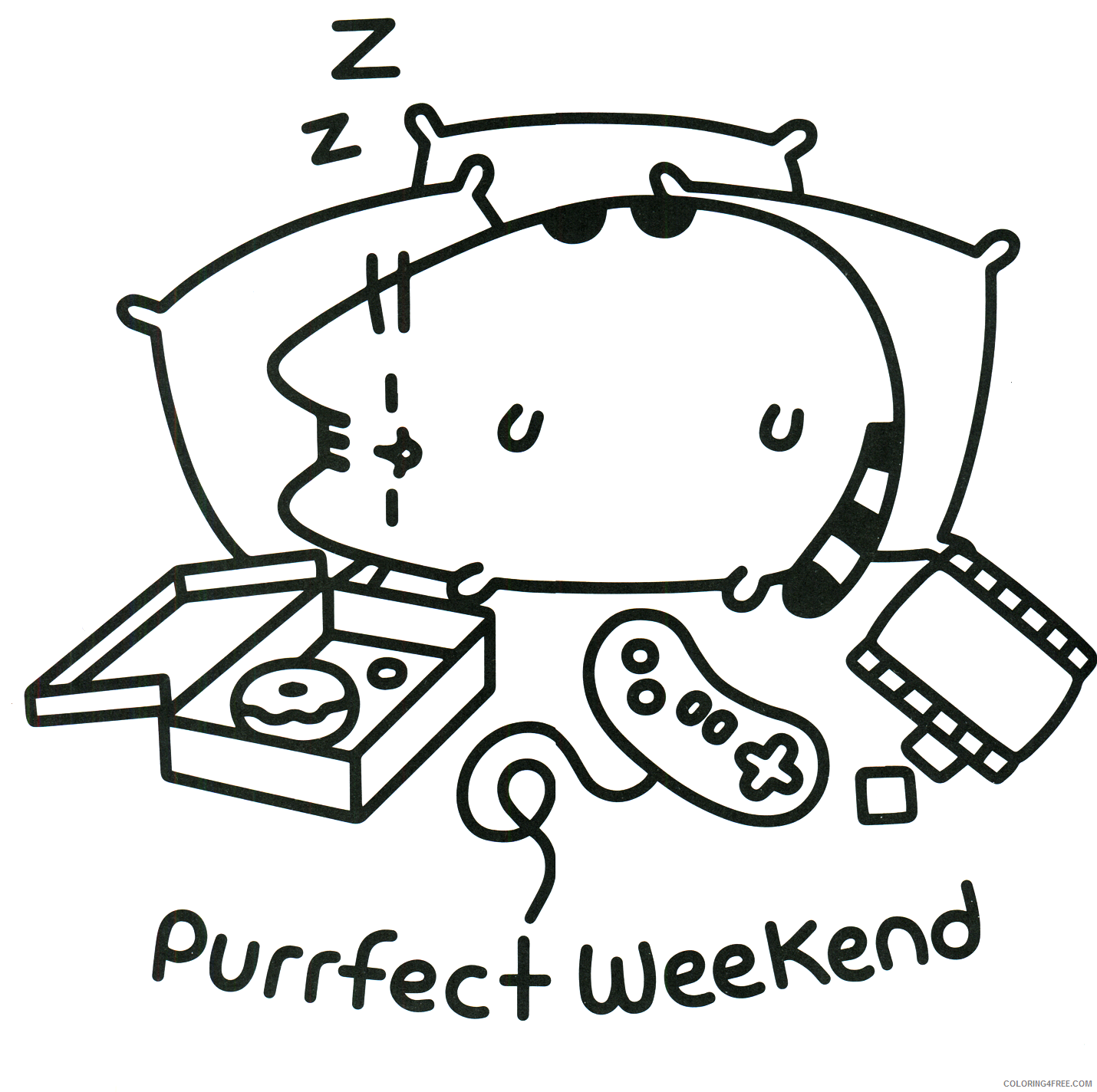 Pusheen Coloring Pages Cartoons Pusheen Sleepy Cat Printable 2020 5214 Coloring4free