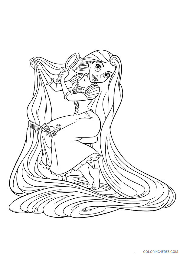 Rapunzel Coloring Pages Cartoons 1533182055_rapunzel and pascal brushing hair a4 Printable 2020 5268 Coloring4free