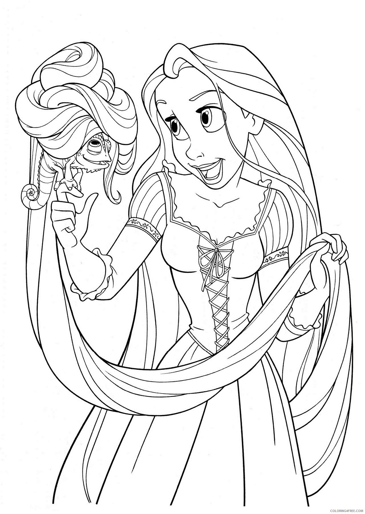 Rapunzel Coloring Pages Cartoons Rapunzel and Pascal Printable 2020 5305 Coloring4free