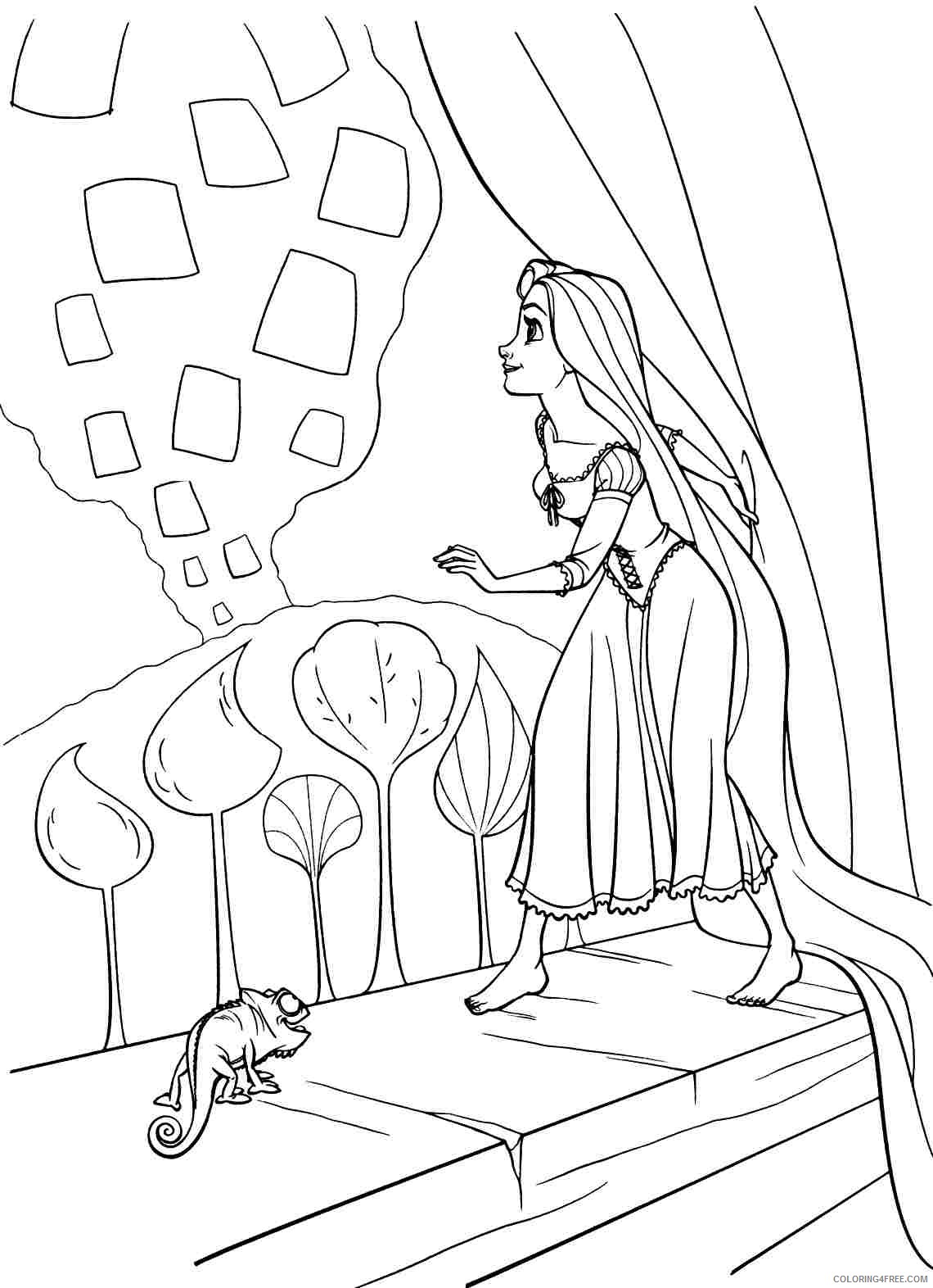 Rapunzel Coloring Pages Cartoons Tangled Rapunzels Printable 2020 5350 Coloring4free