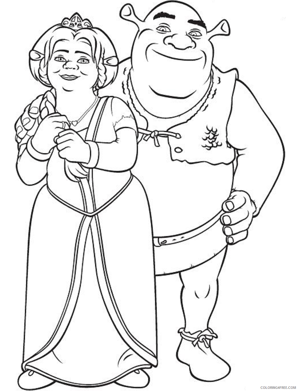 Shrek Coloring Pages Cartoons 1569511956_fiona_and_shrek_are_happy a4 Printable 2020 5406 Coloring4free