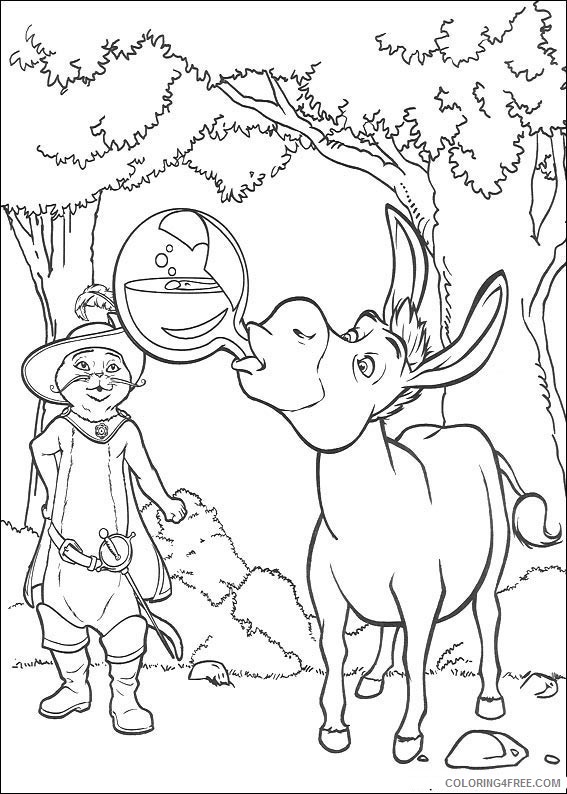 Shrek Coloring Pages Cartoons Shrek Doney and Puss in Boots Printable 2020 5589 Coloring4free