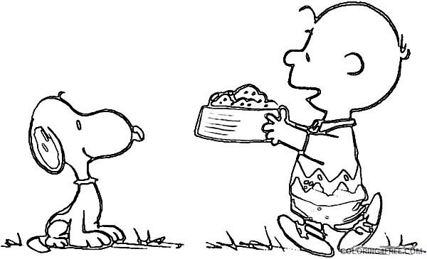 Snoopy Coloring Pages Cartoons Charlie Brown Feed His Pet Snoopy the Dog Printable 2020 5640 Coloring4free