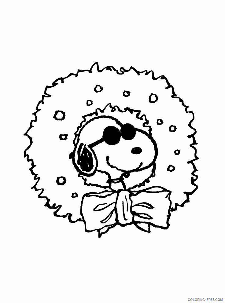 Snoopy Coloring Pages Cartoons Cool Snoopy Christmas Wreath Printable 2020 5642 Coloring4free