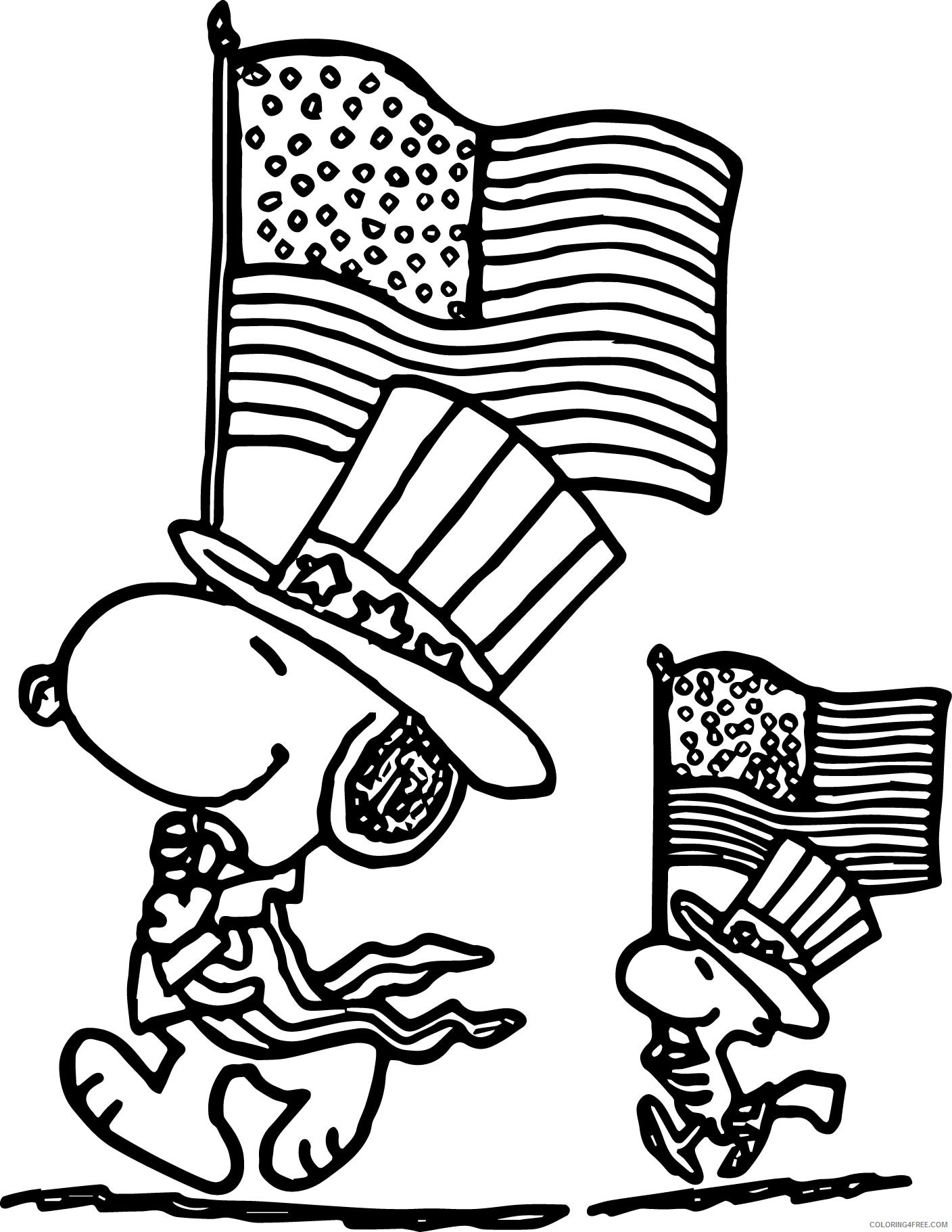 Snoopy Coloring Pages Cartoons Snoopy Flag Day Printable 2020 5693 Coloring4free