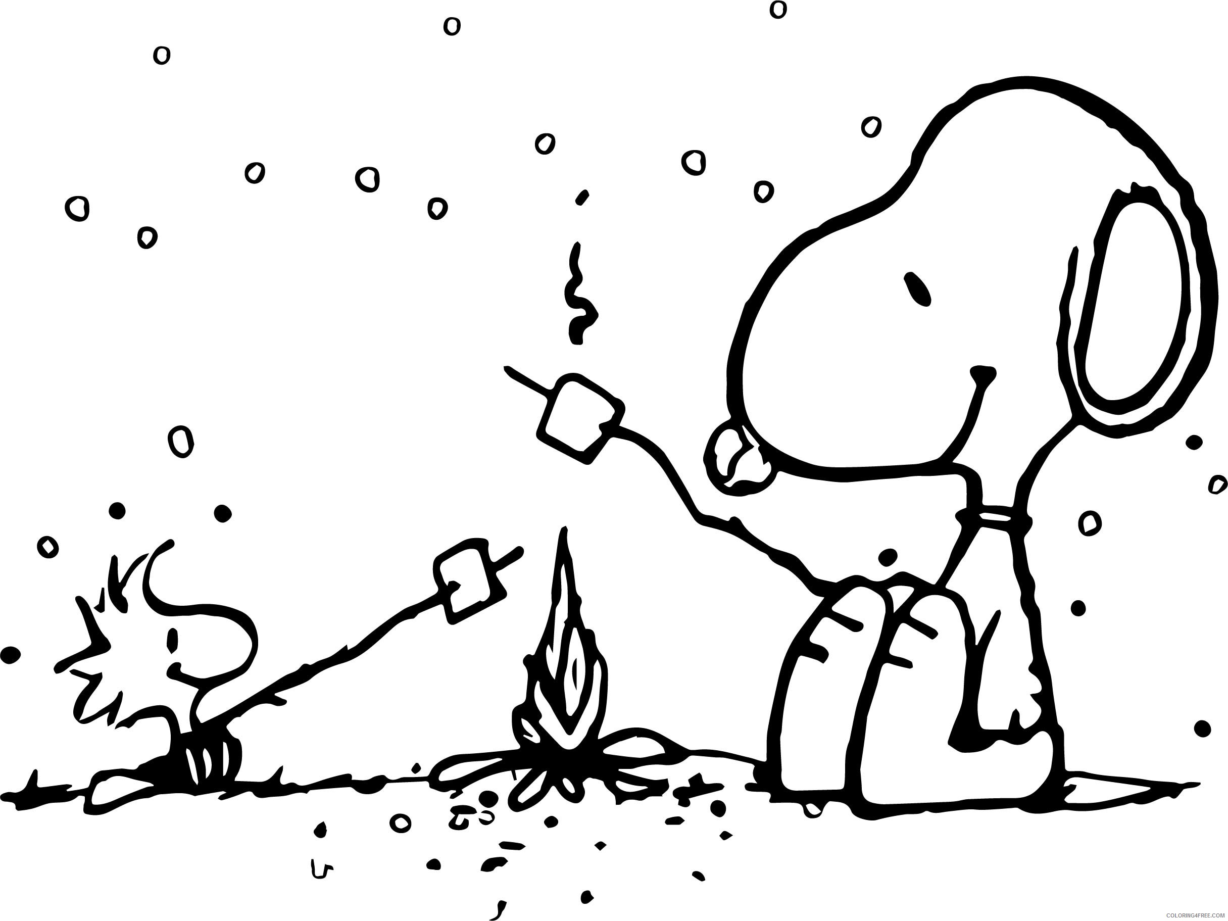 Snoopy Coloring Pages Cartoons Snoopy and Woodstock Winter Fire Printable 2020 5653 Coloring4free