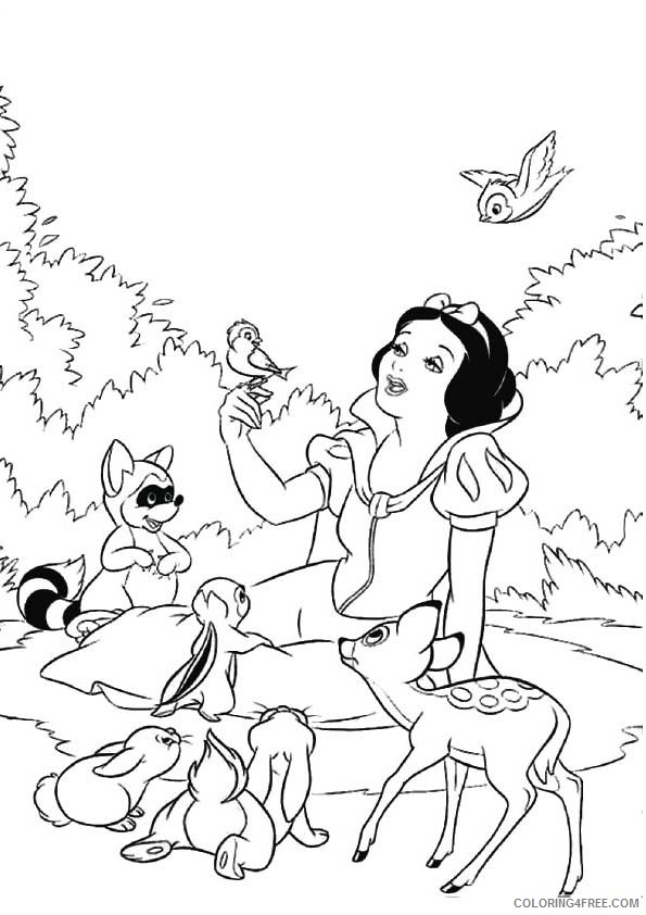 Snow White Coloring Pages Cartoons 1528341697_the snow white with the forest animals a4 Printable 2020 5700 Coloring4free