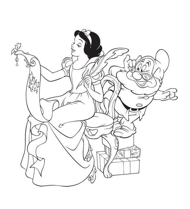 Snow White Coloring Pages Cartoons Snow white and Doc Disney Christmas Printable 2020 5758 Coloring4free