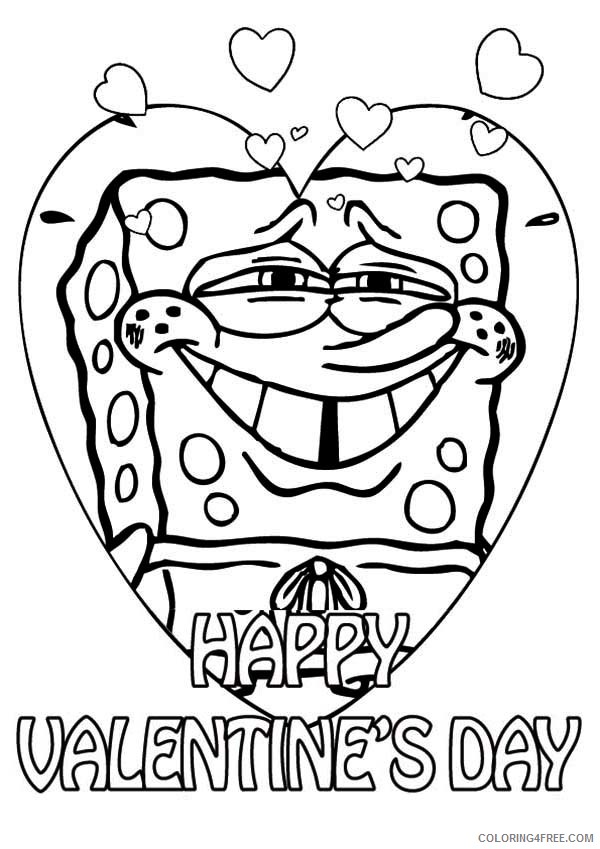 SpongeBob SquarePants Coloring Pages Cartoons Happy Valentines Day Spongebob Printable 2020 5958 Coloring4free