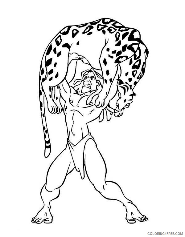 Tarzan Coloring Pages Cartoons Disney Tarzan Defeat Sabor the Leopard Printable 2020 6092 Coloring4free