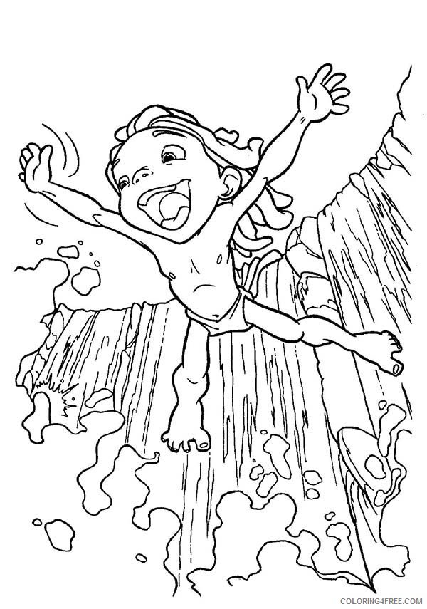 Tarzan Coloring Pages Cartoons Disney Tarzan Jump from Cliff Printable 2020 6093 Coloring4free