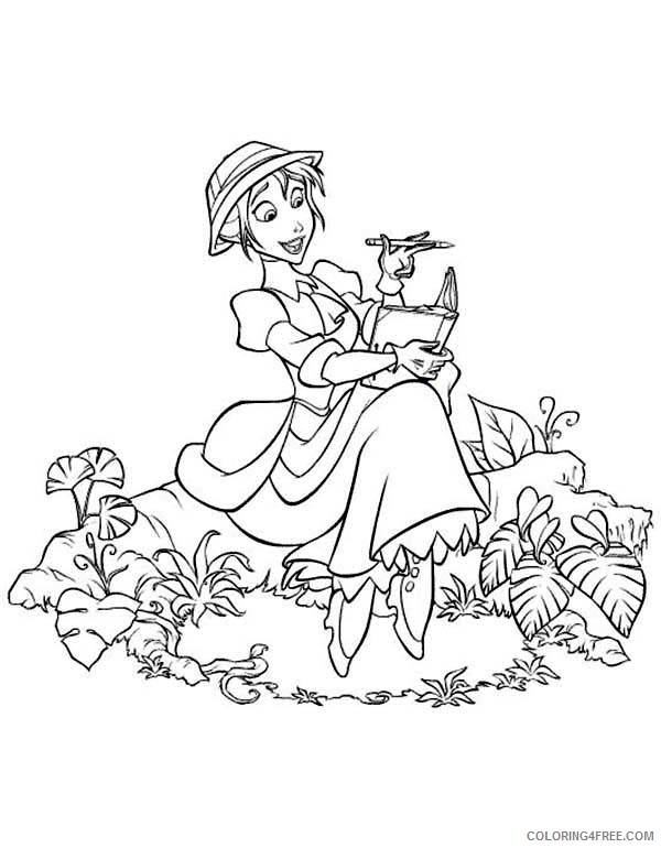 Tarzan Coloring Pages Cartoons Jane Writing in the Middle of Forest Disney Tarzan Printable 2020 6100 Coloring4free