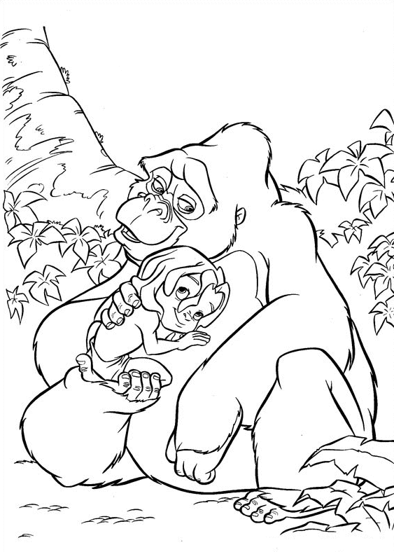 Tarzan Coloring Pages Cartoons Tarzan Kala and Tarzan bond Printable 2020 6131 Coloring4free