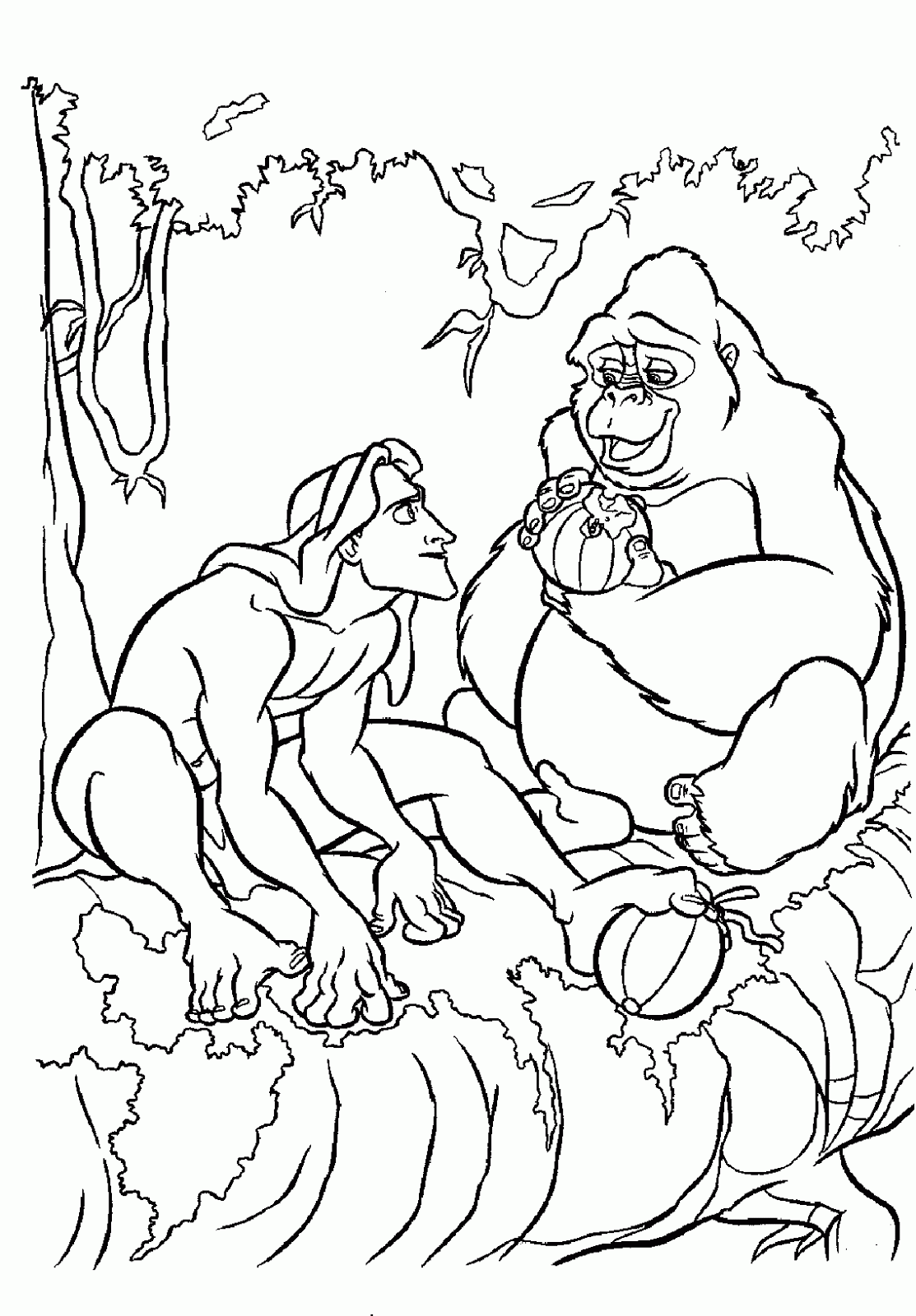 Tarzan Coloring Pages Cartoons Tarzan Tarzan and Kala Printable 2020 6133 Coloring4free