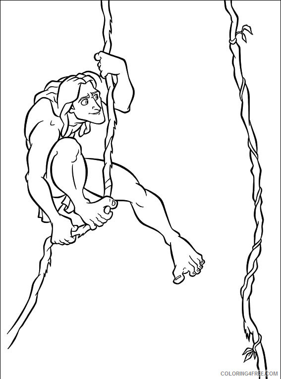 Tarzan Coloring Pages Cartoons Tarzan Tarzan swings Printable 2020 6135 Coloring4free