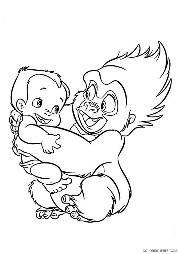 Tarzan Coloring Pages Cartoons Tarzan and Terk Become Best Friend Since They Were Child Printable 2020 6114 Coloring4free