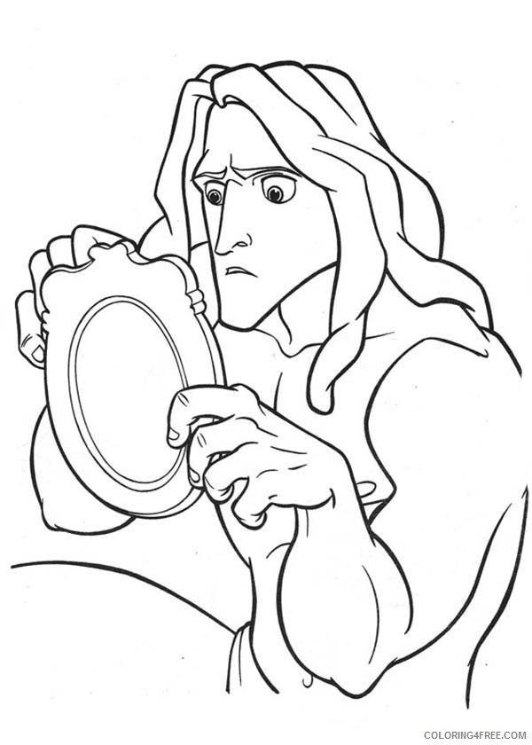Tarzan Coloring Pages Cartoons Tarzan is Amazed with Janes Mirror Printable 2020 6139 Coloring4free