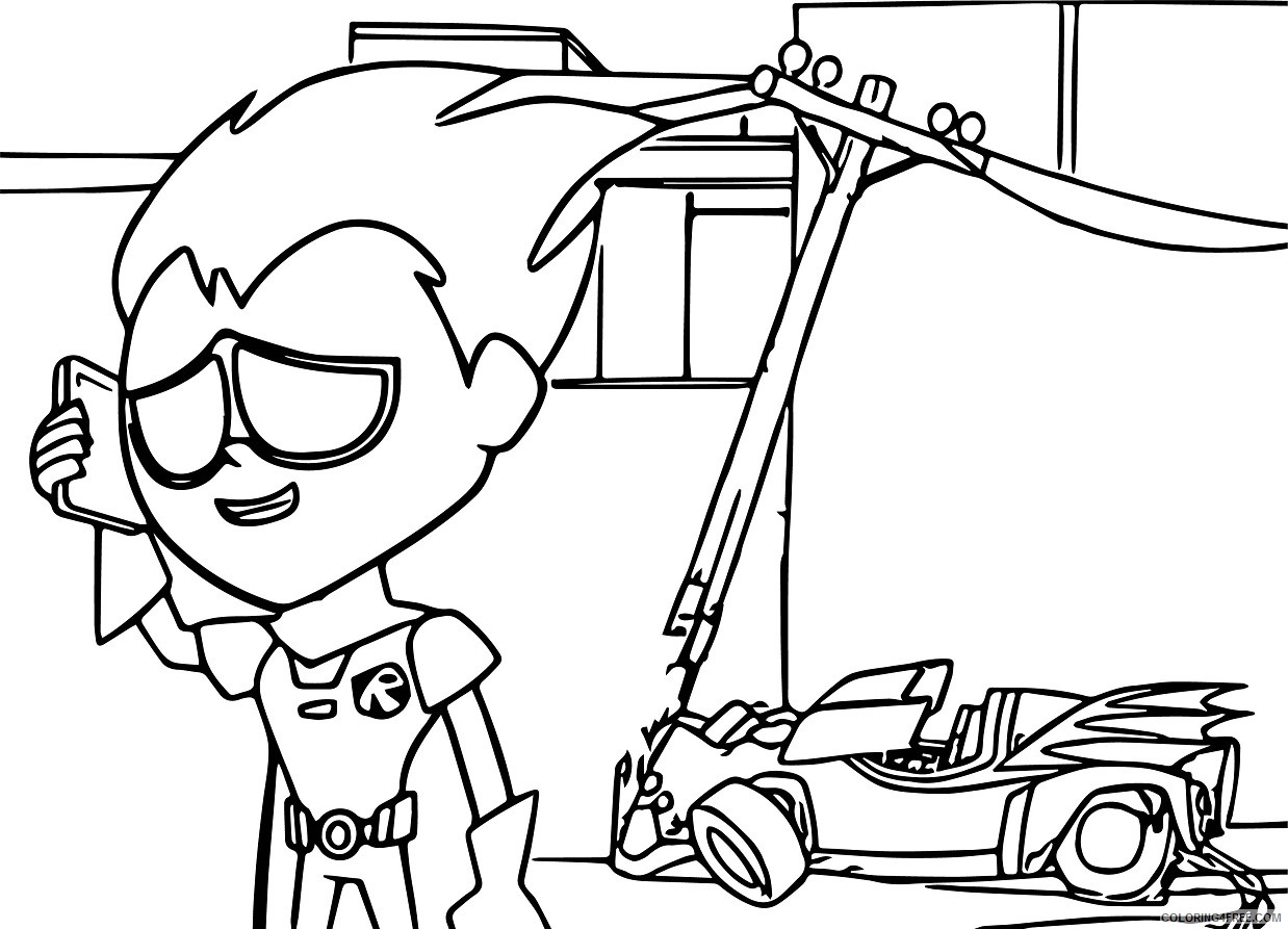 Teen Titans Go Coloring Pages Cartoons 1550477801_robin from teen titans go on the road talking telephone Printable 2020 6154 Coloring4free